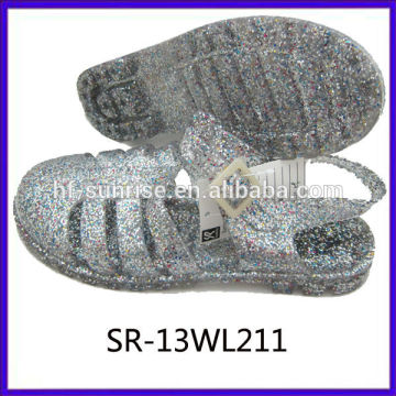 Sandales de gelée à bas prix femme sandales de gelée pvc bling glitter jelly sandals